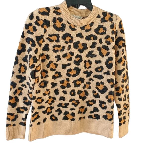 NWT Cotton Emporium Leopard Print Long Sleeve Sweater Size XS - Picture 2 of 7